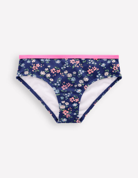 Patterned Bikini Bottoms-Sapphire Blue Meadow Floral