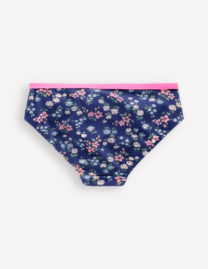 Patterned Bikini Bottoms-Sapphire Blue Meadow Floral-2