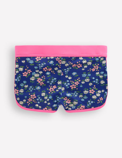 Patterned Swim Shorts-Sapphire Blue Meadow Floral-2