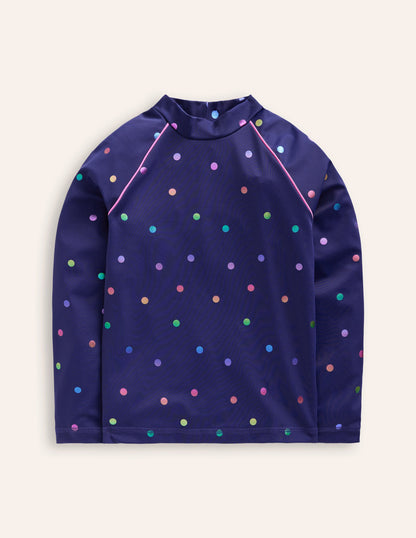 Sunsafe Patterned Rash Vest-Rainbow Foil Confetti Spot-1