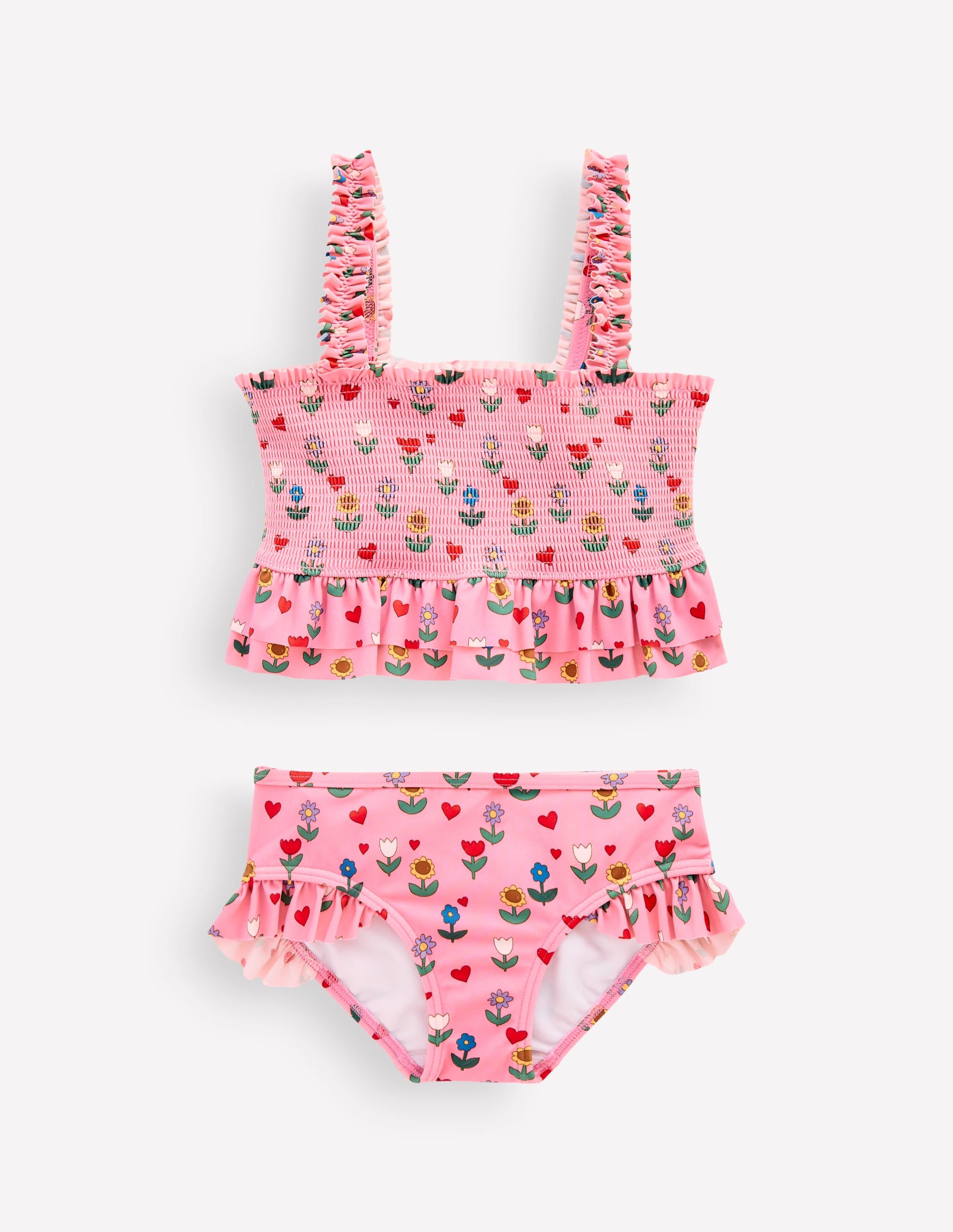 Peplum Smocked Bikini-Almond Pink Sunflower Garden - Image 1