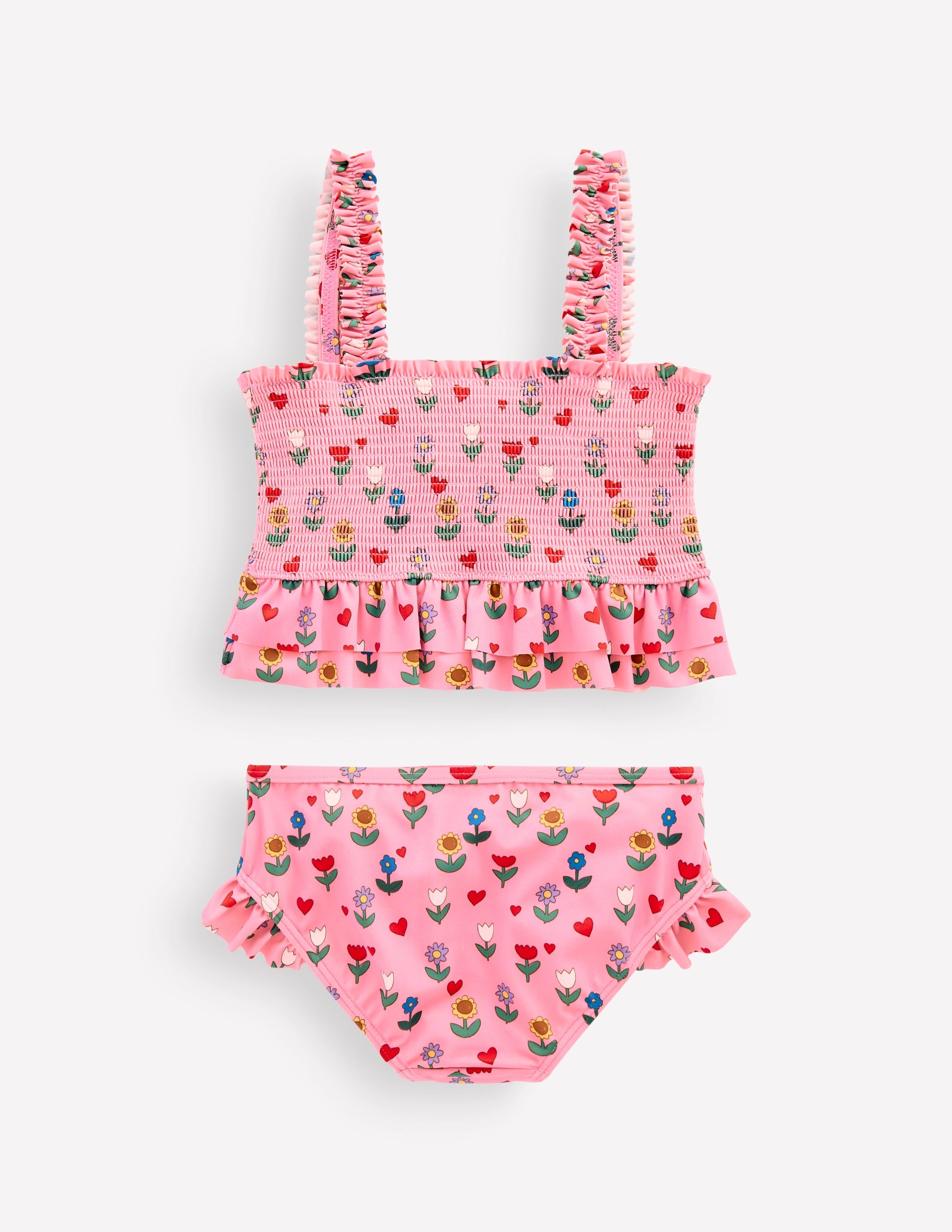 Peplum Smocked Bikini-Almond Pink Sunflower Garden - Image 2
