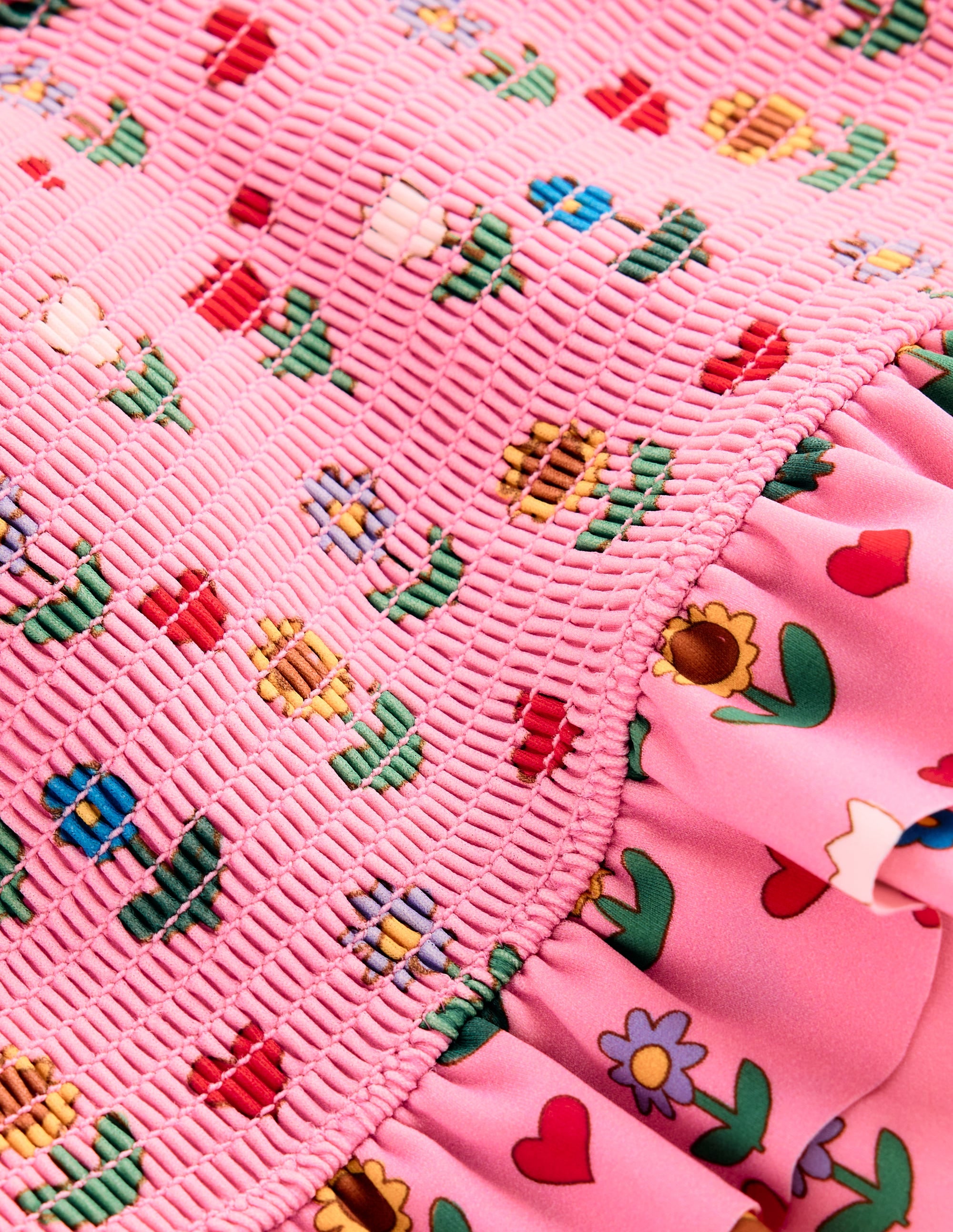 Peplum Smocked Bikini-Almond Pink Sunflower Garden - Image 3