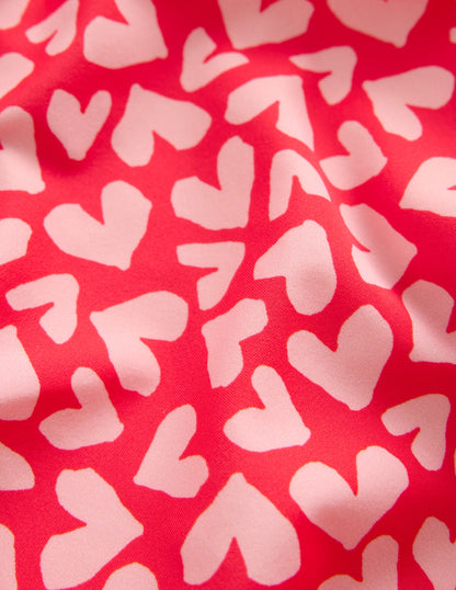 Ruched Tankini Set-Rockabilly Red Collage Hearts-3