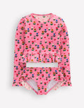 Long Sleeve Frill Set-Almond Pink Sunflower Garden