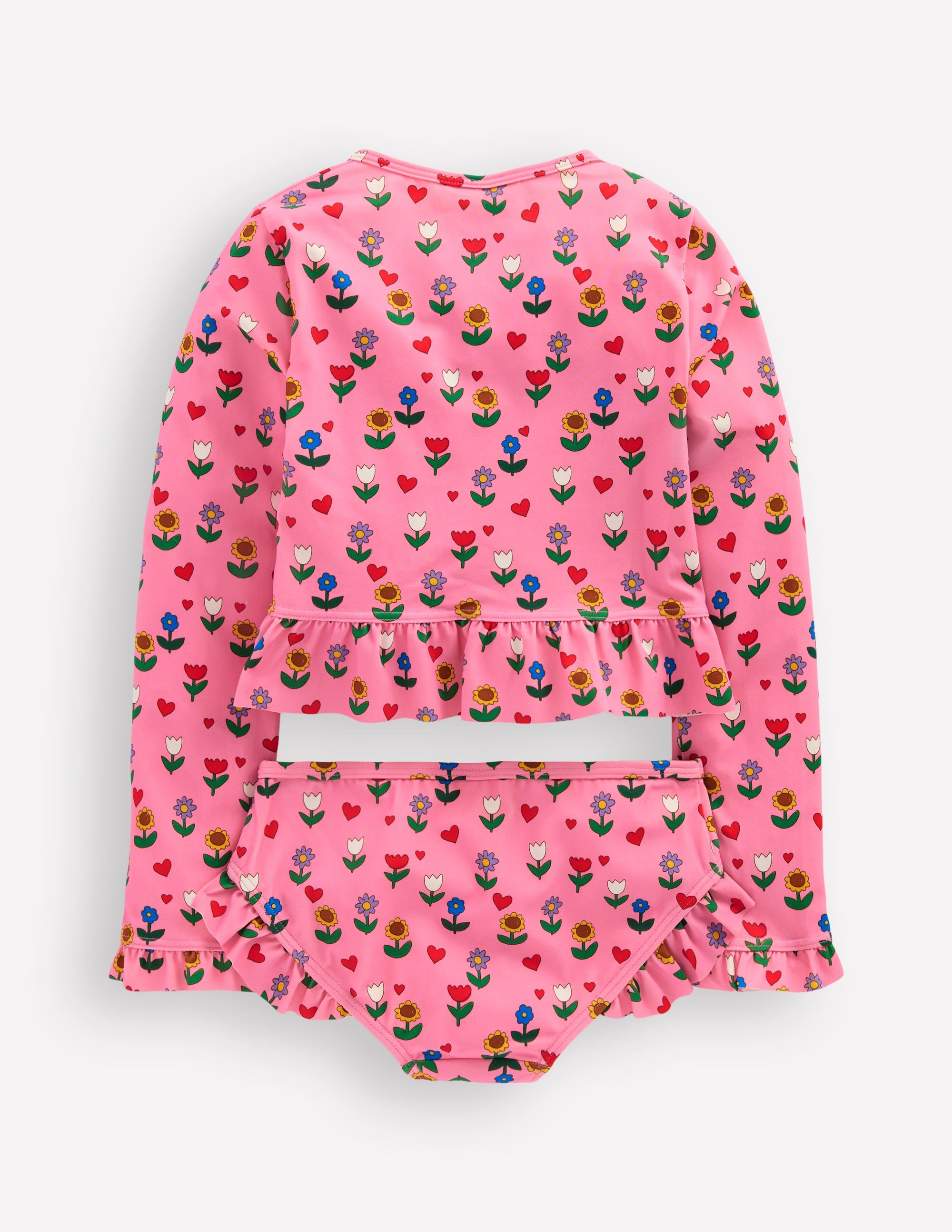 Long Sleeve Frill Set-Almond Pink Sunflower Garden - Image 2