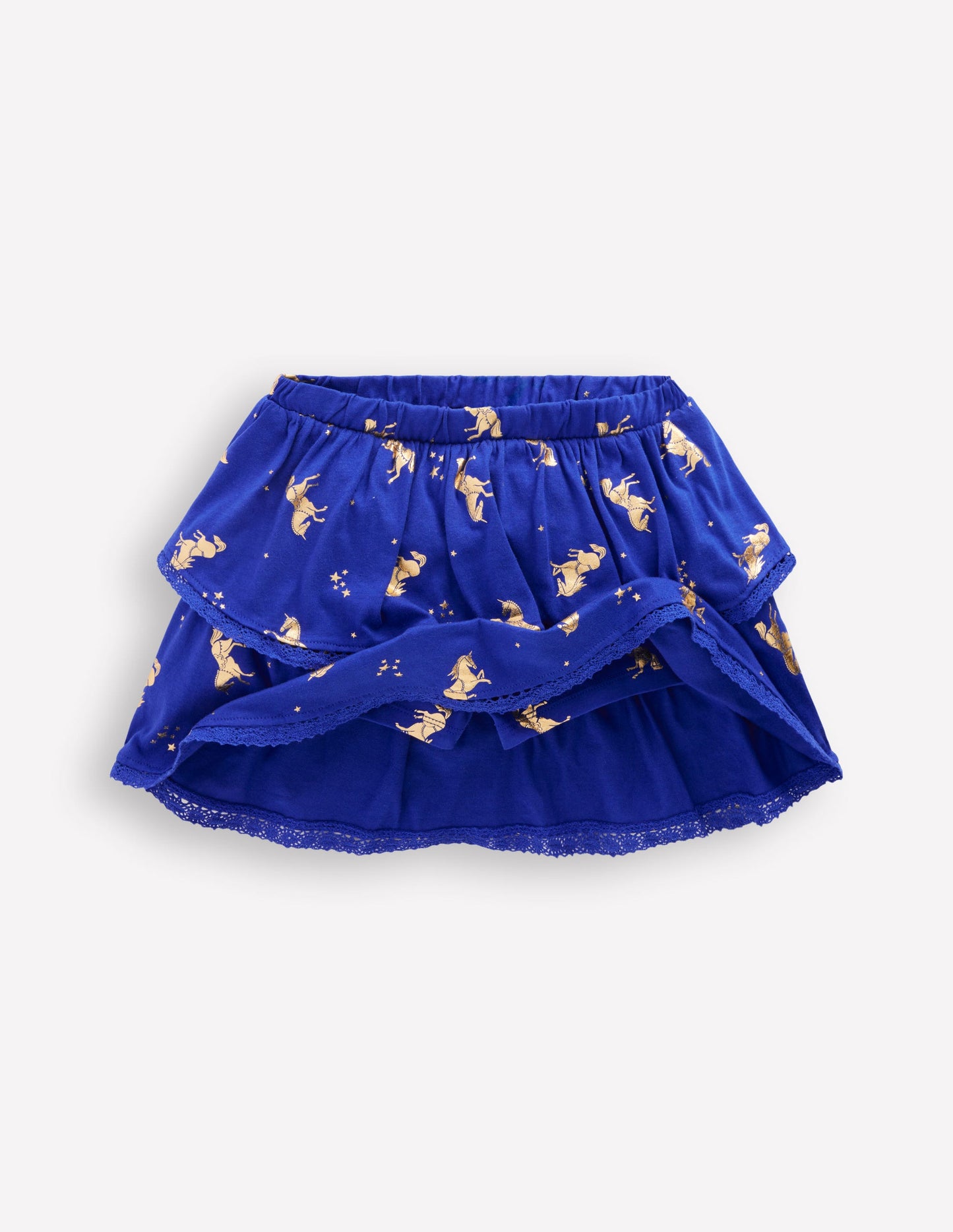 Ruffle Jersey Skort-Sapphire Blue Horses