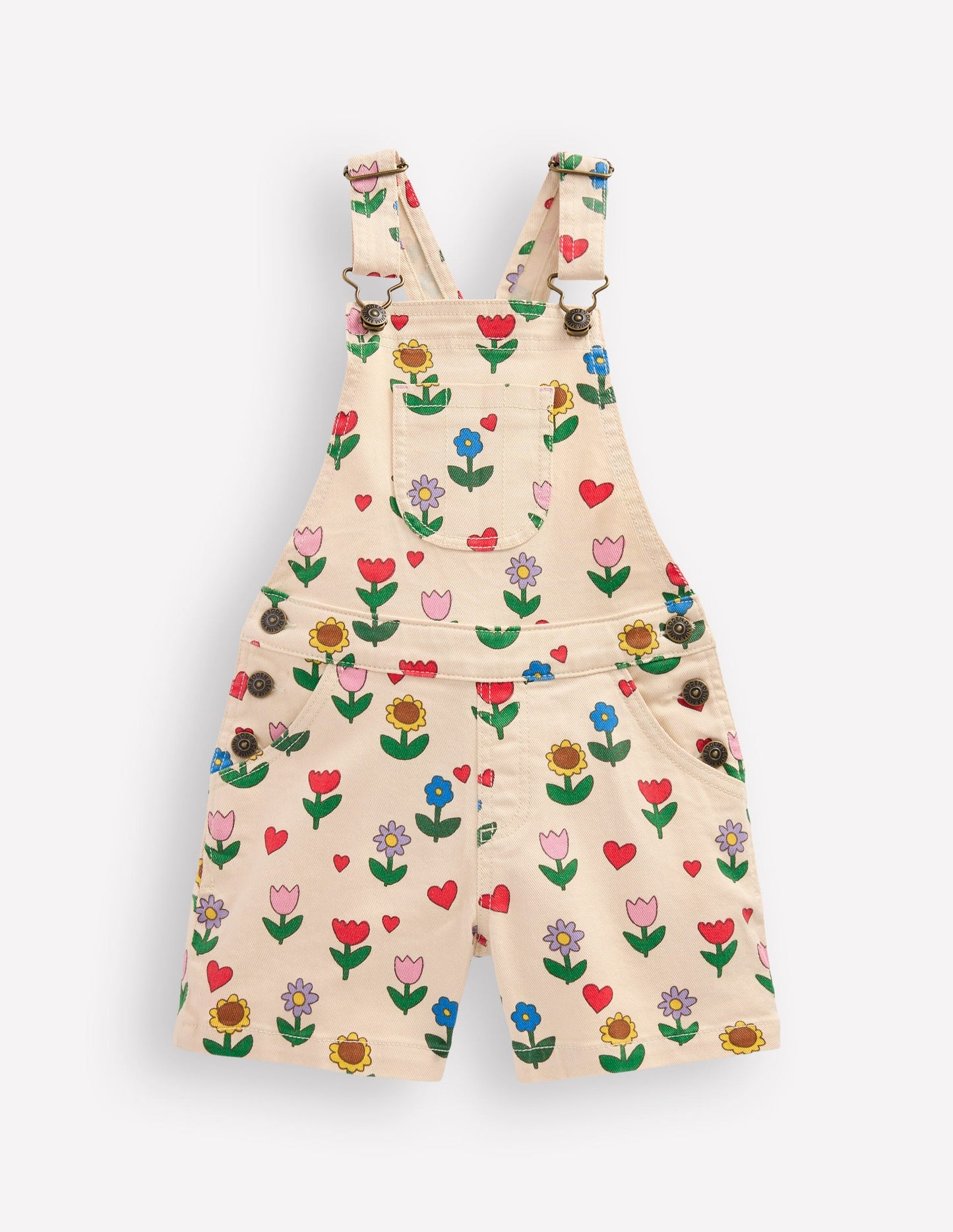 Short Dungaree-Ivory Sunflower Garden
