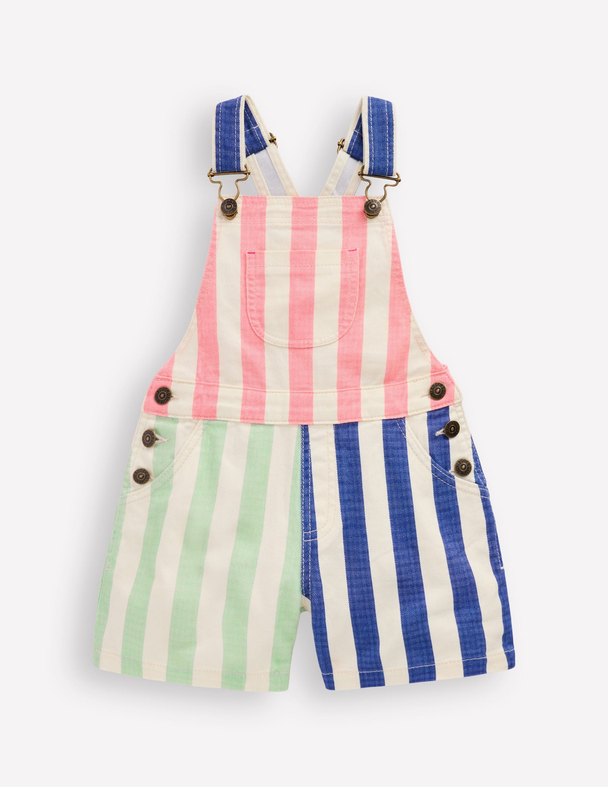 Short Dungaree-Multi Hotch Potch Stripe-1