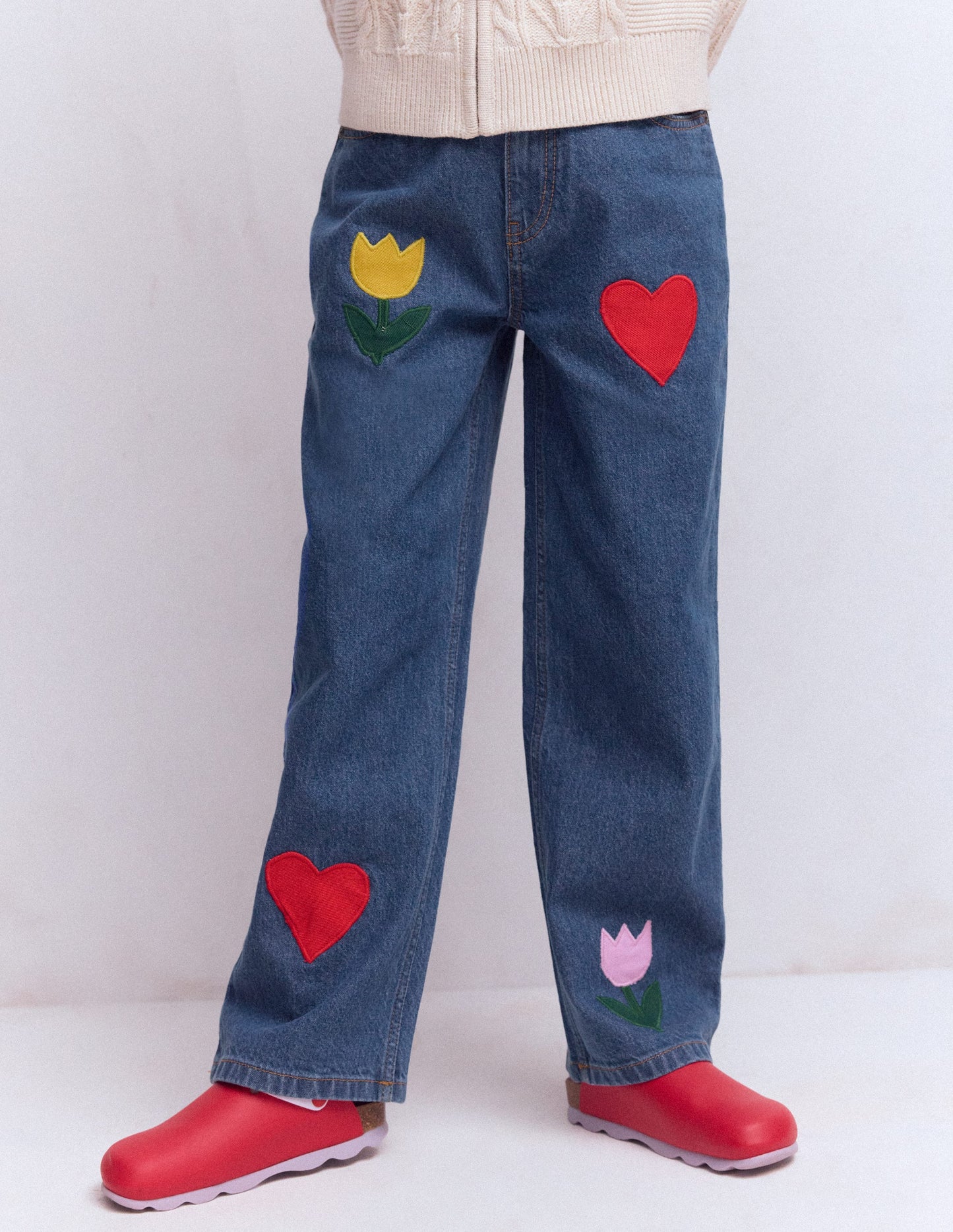 Relaxed Jean-Mid Vintage Applique