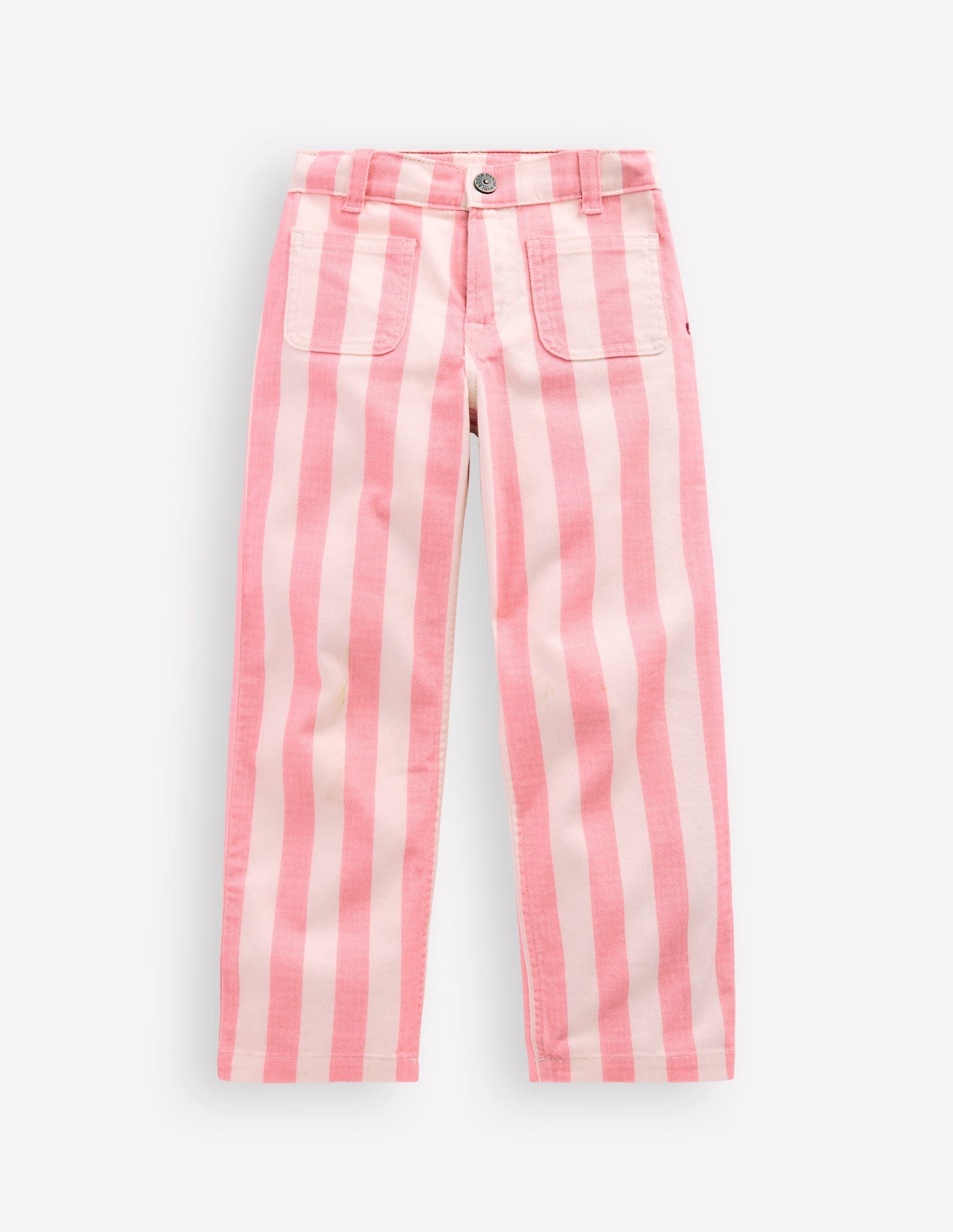 Patch Pocket Straight Jeans-Pink/Ivory Stripe