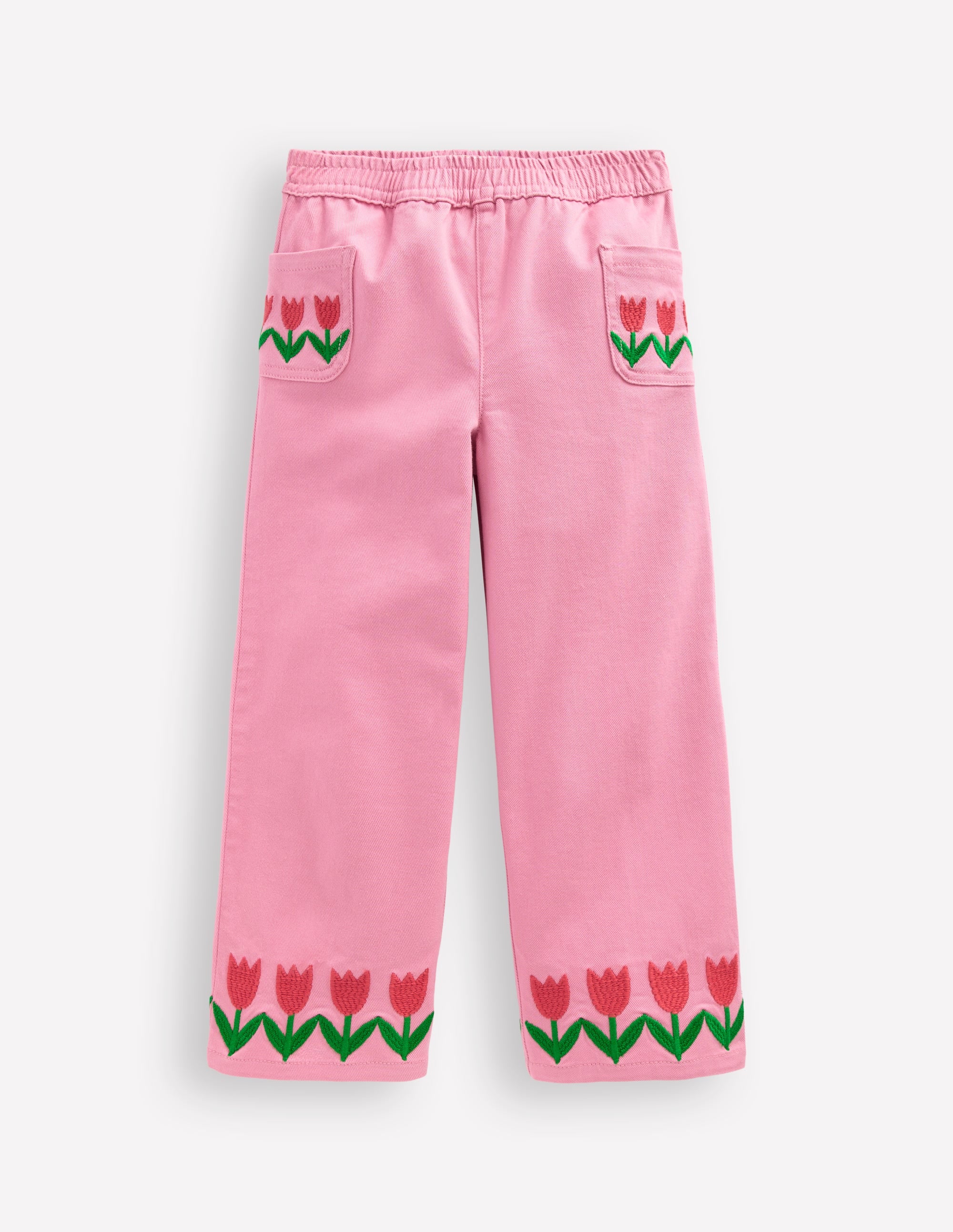 Wide Leg Pull-on Jeans-Pink Tulips - Image 4