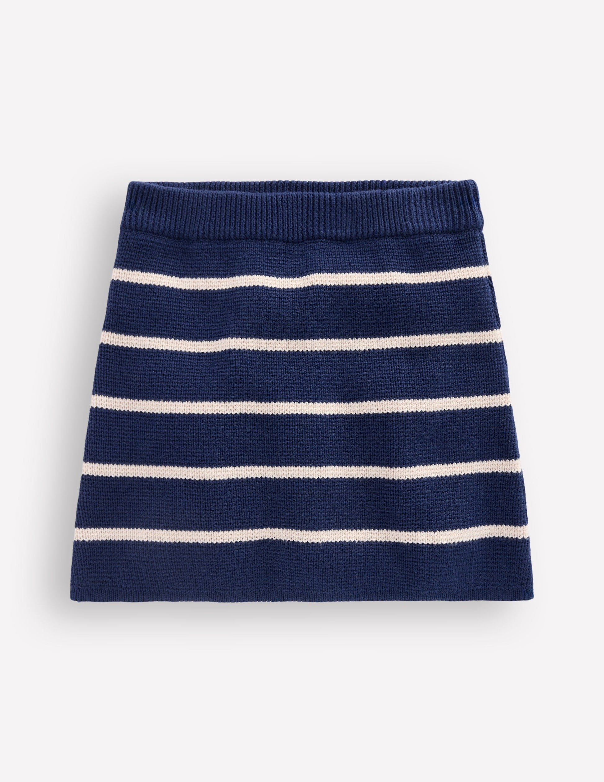 Knitted Skirt-College Navy and Ivory Stripe-1