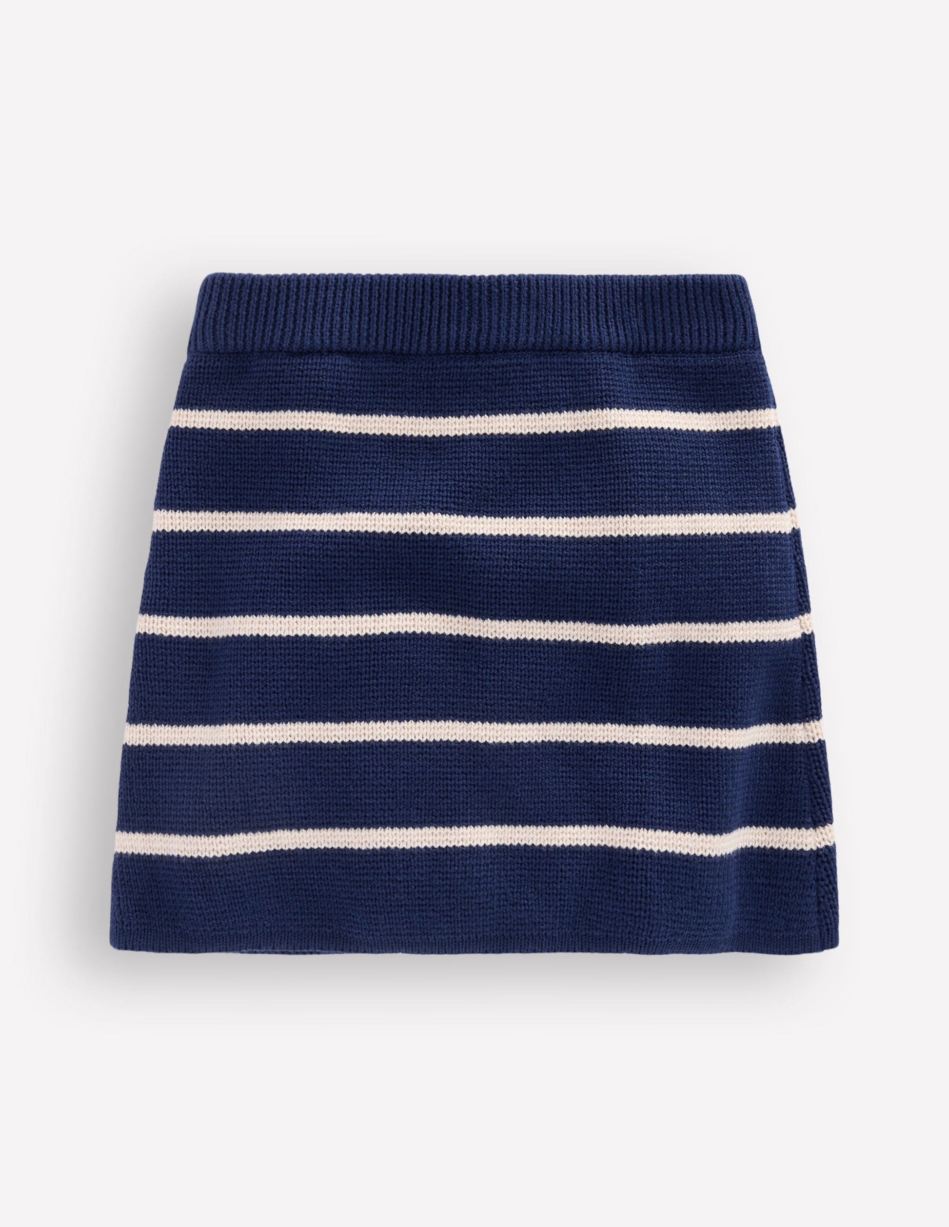 Knitted Skirt-College Navy and Ivory Stripe-3