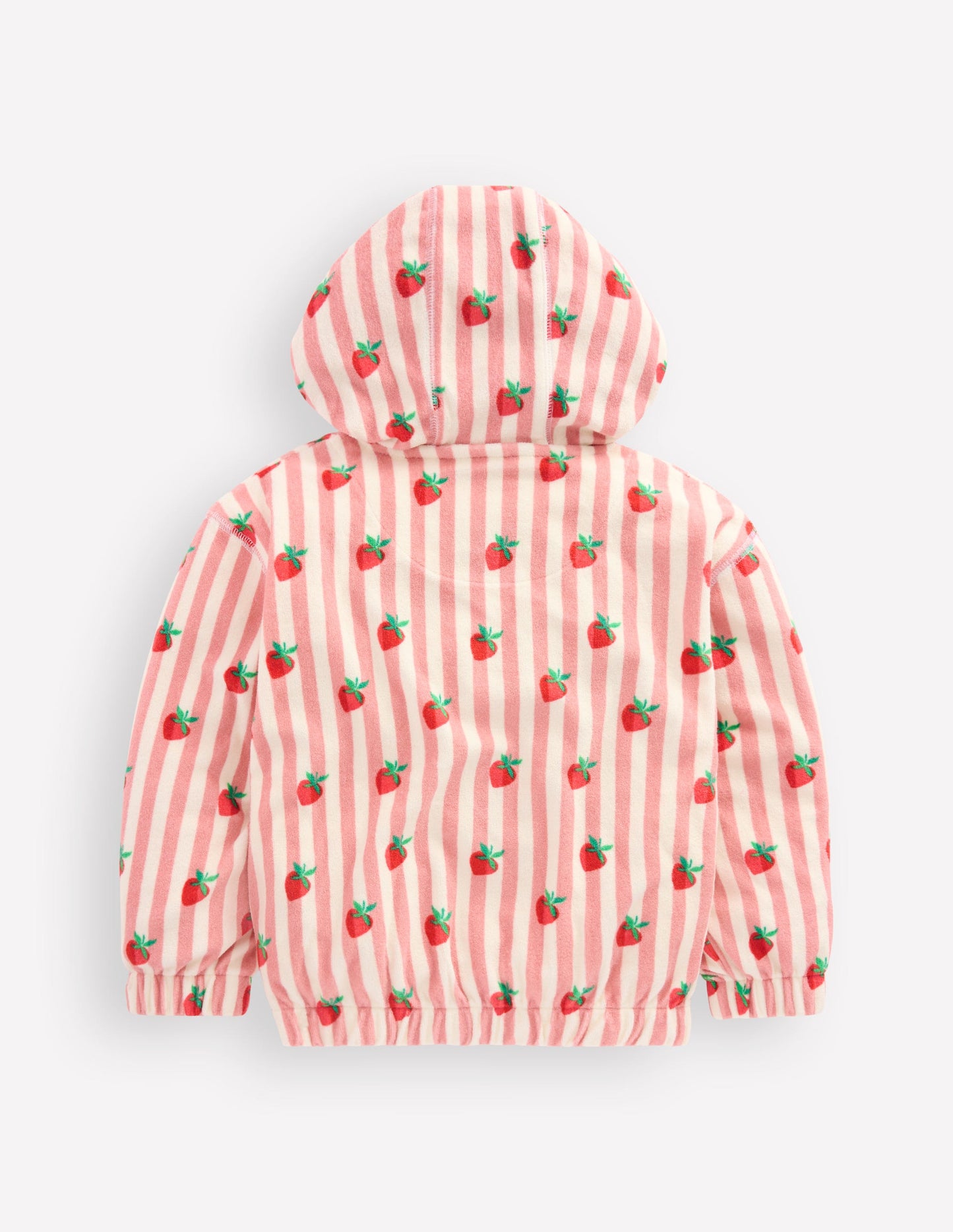 Relaxed Towelling Hoodie-Blush Strawberry Stripe