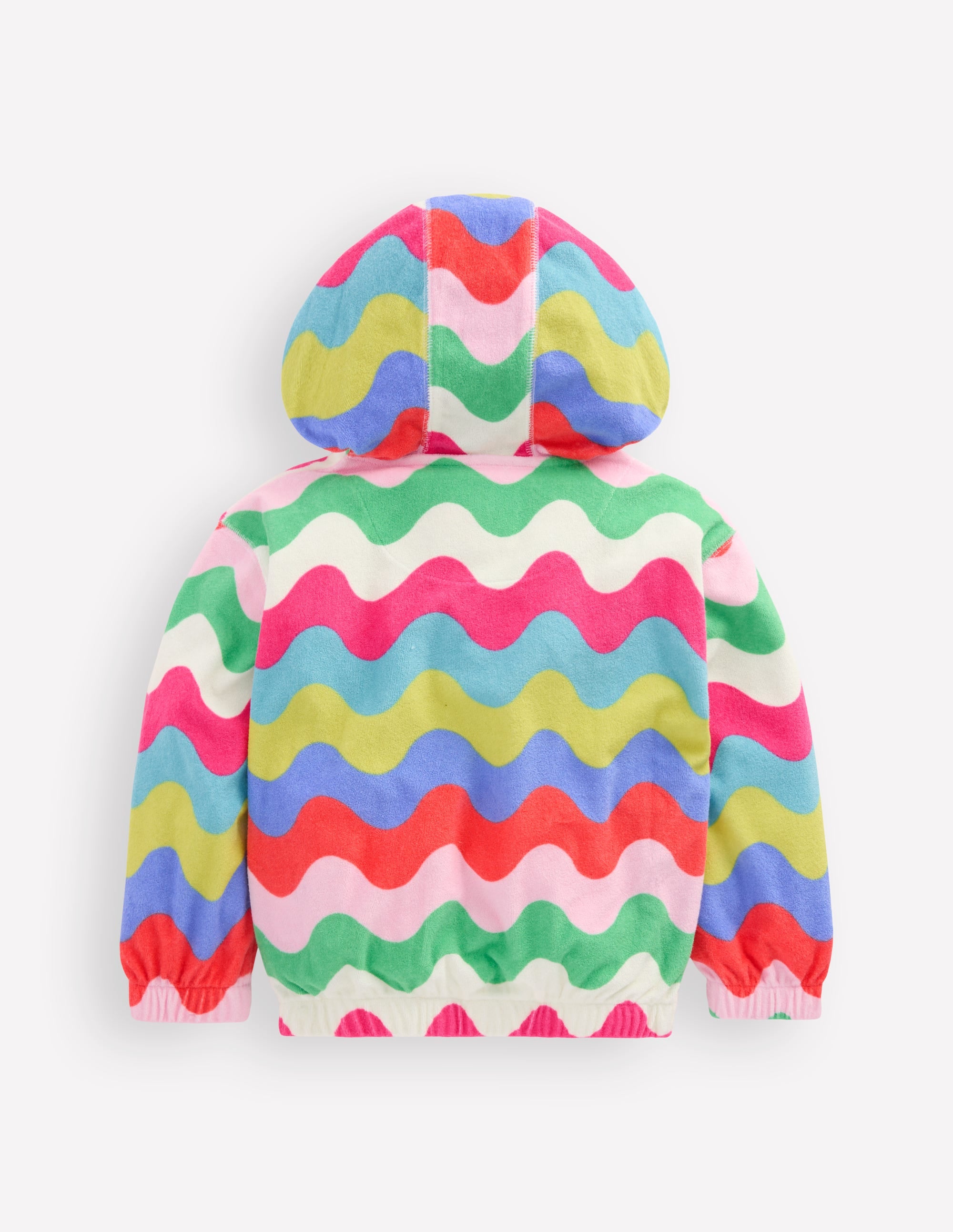 Relaxed Towelling Hoodie-Multi Wave Stripe - Image 2