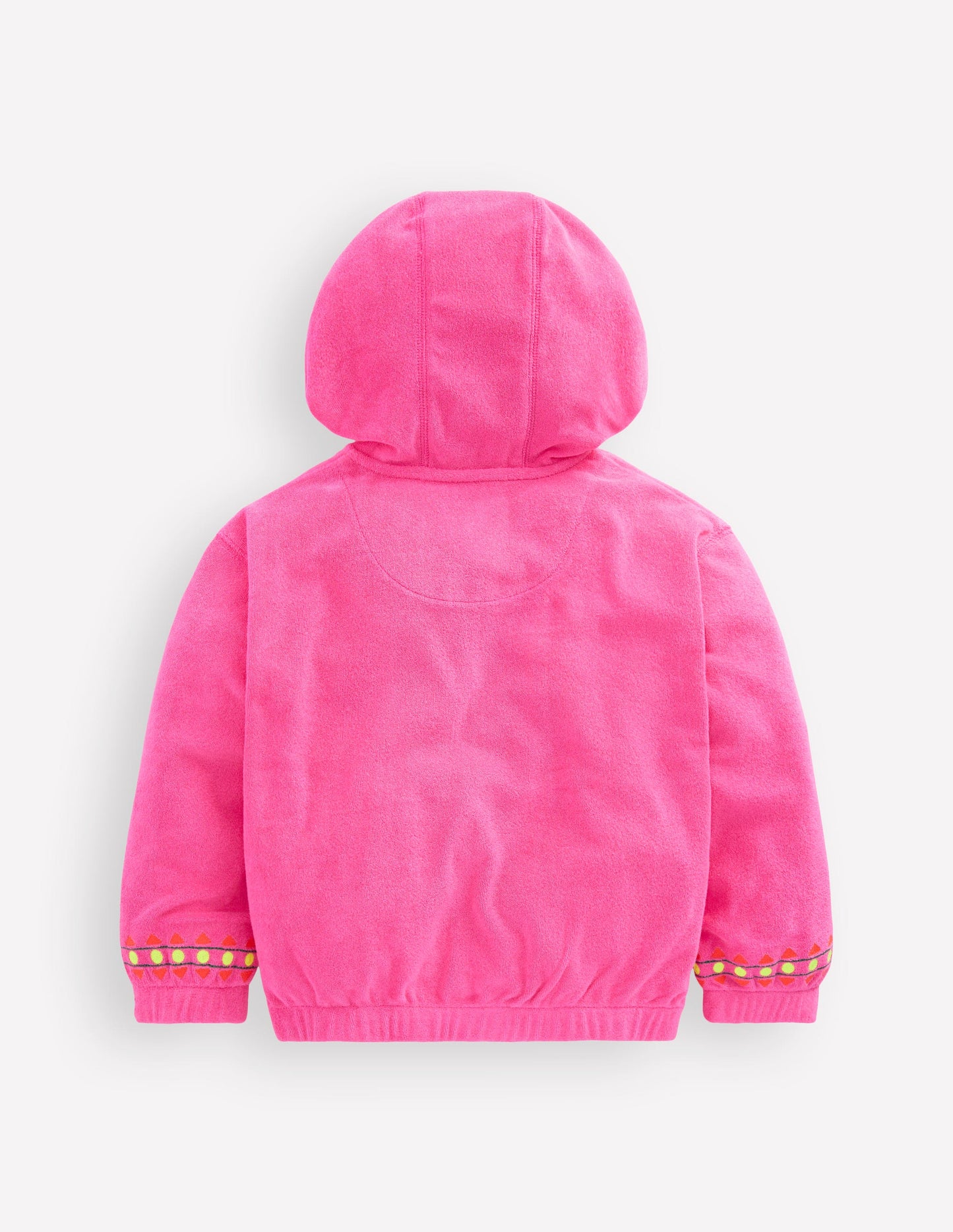 Relaxed Towelling Hoodie-Pink Embroidered