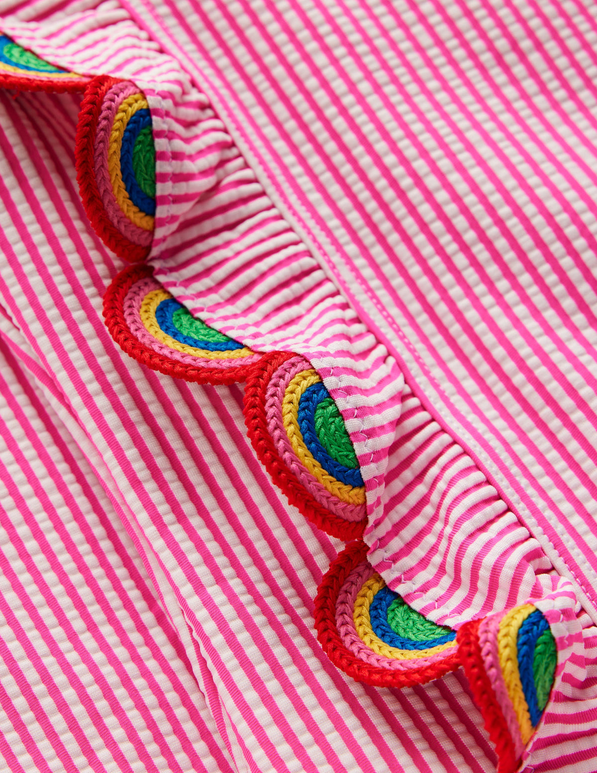 Long Sleeve Frill Swimsuit-Pink Glo Stripe Rainbow - Image 3