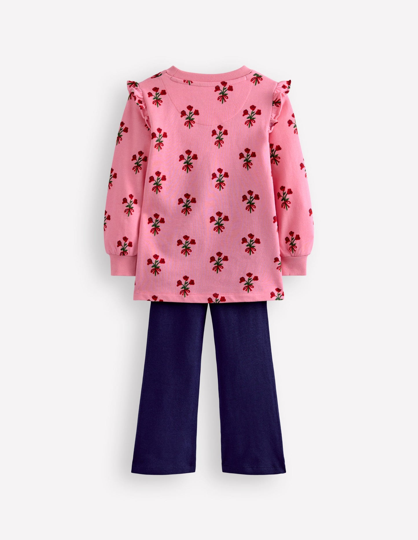 Sweat Tunic and Flare Set-Pink Posy