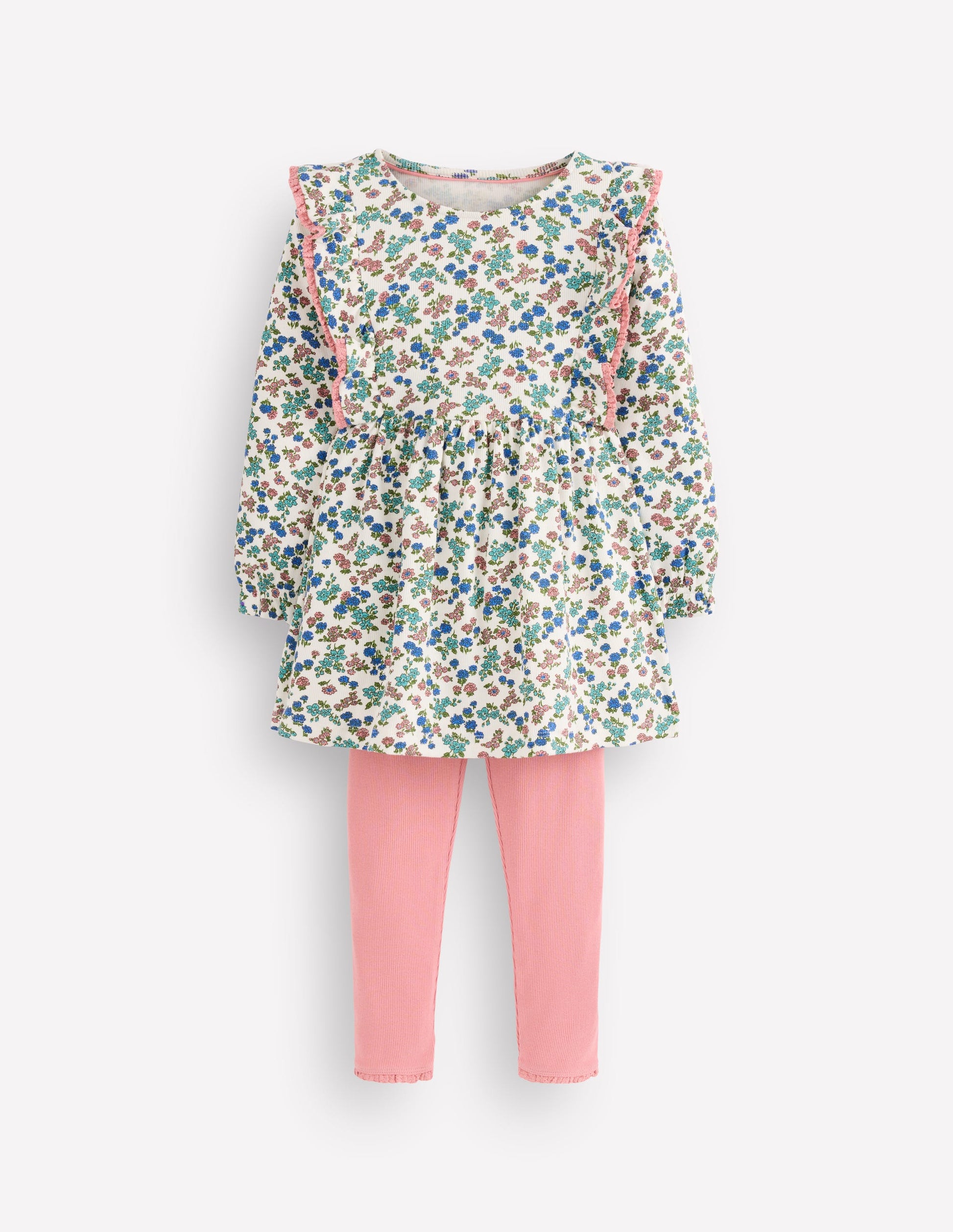 Ribbed Tunic Set-Soft Ivory Floral-1