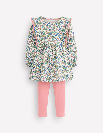 Ribbed Tunic Set-Soft Ivory Floral-1