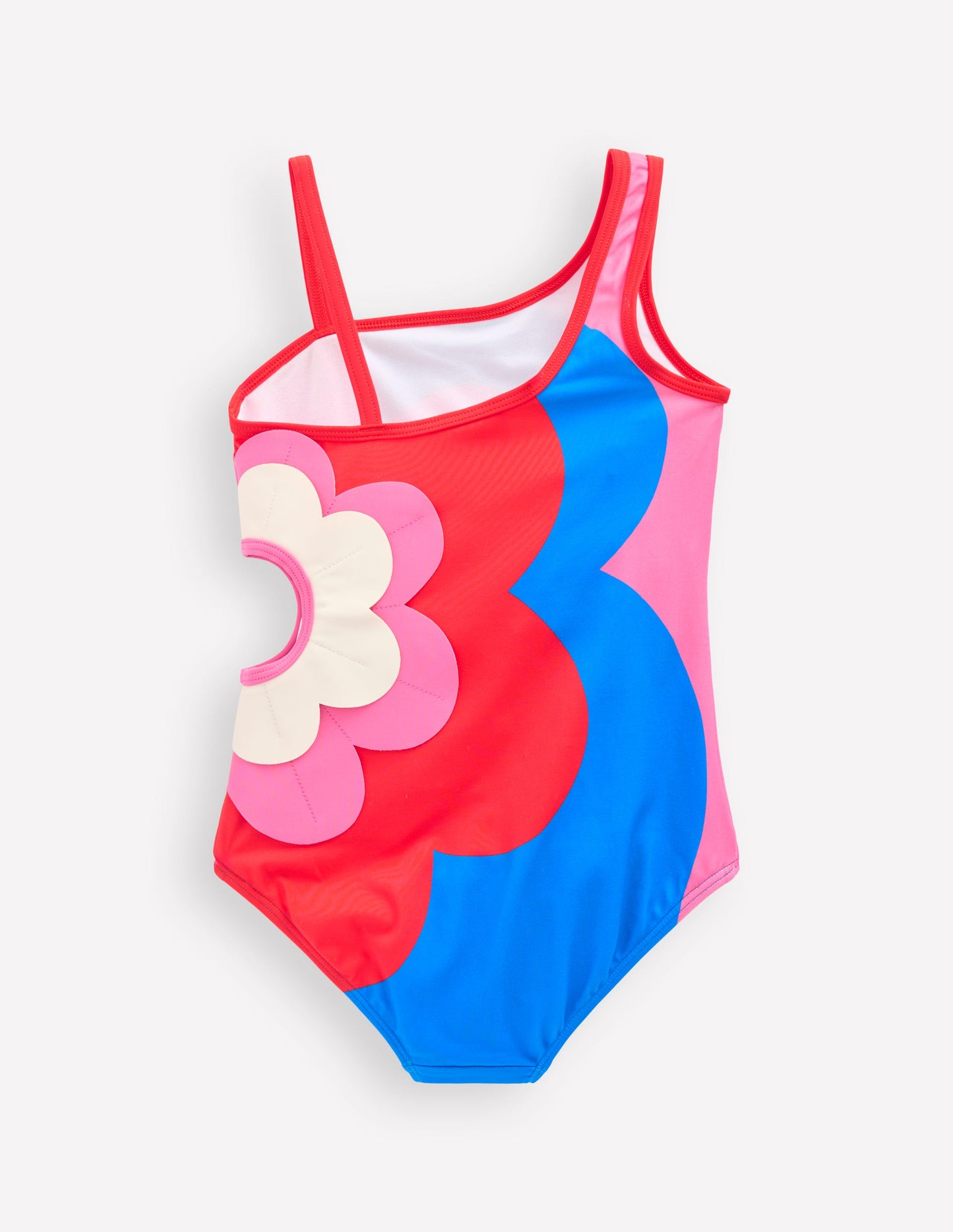One Shoulder Appliqué Swimsuit-Cut Out Flower