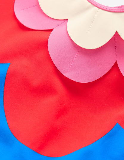 One Shoulder Appliqué Swimsuit-Cut Out Flower-3