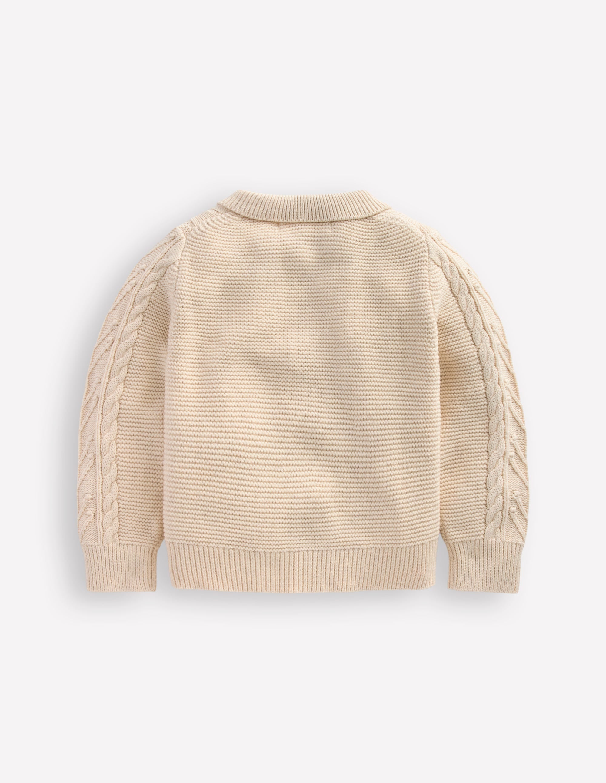 Collared Cable Zip-up-Ecru Marl - Image 5