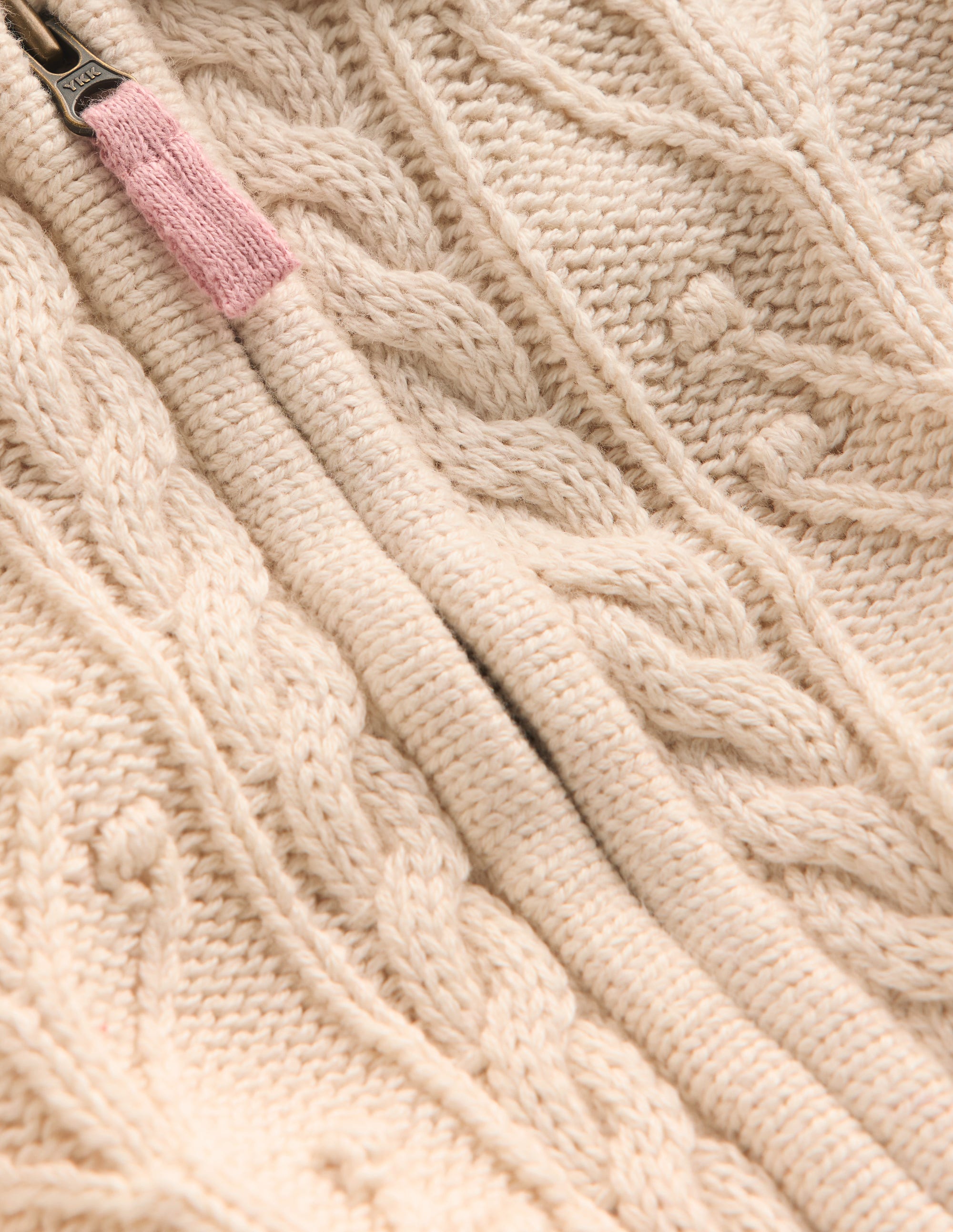 Collared Cable Zip-up-Ecru Marl - Image 6