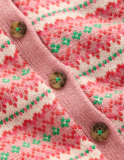 Collared Fair Isle Cardigan-Vintage Pink-7