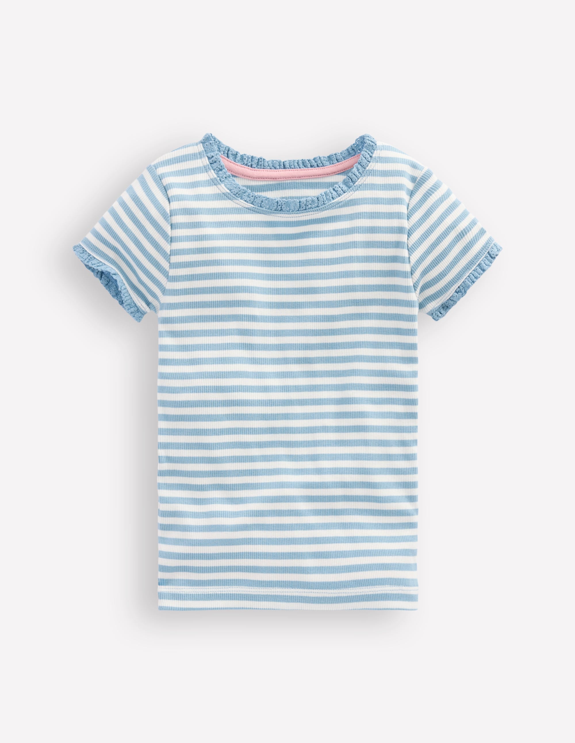 Short Sleeve Ribbed T-shirt-Glacier Blue Stripe - Image 1
