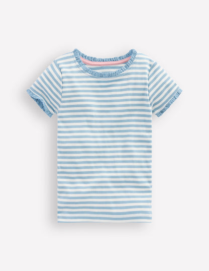 Short Sleeve Ribbed T-shirt-Glacier Blue Stripe-1