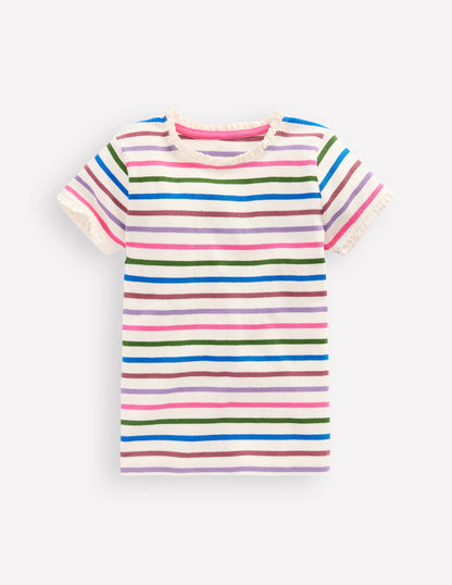Short Sleeve Ribbed T-shirt-Multi Stripe-1