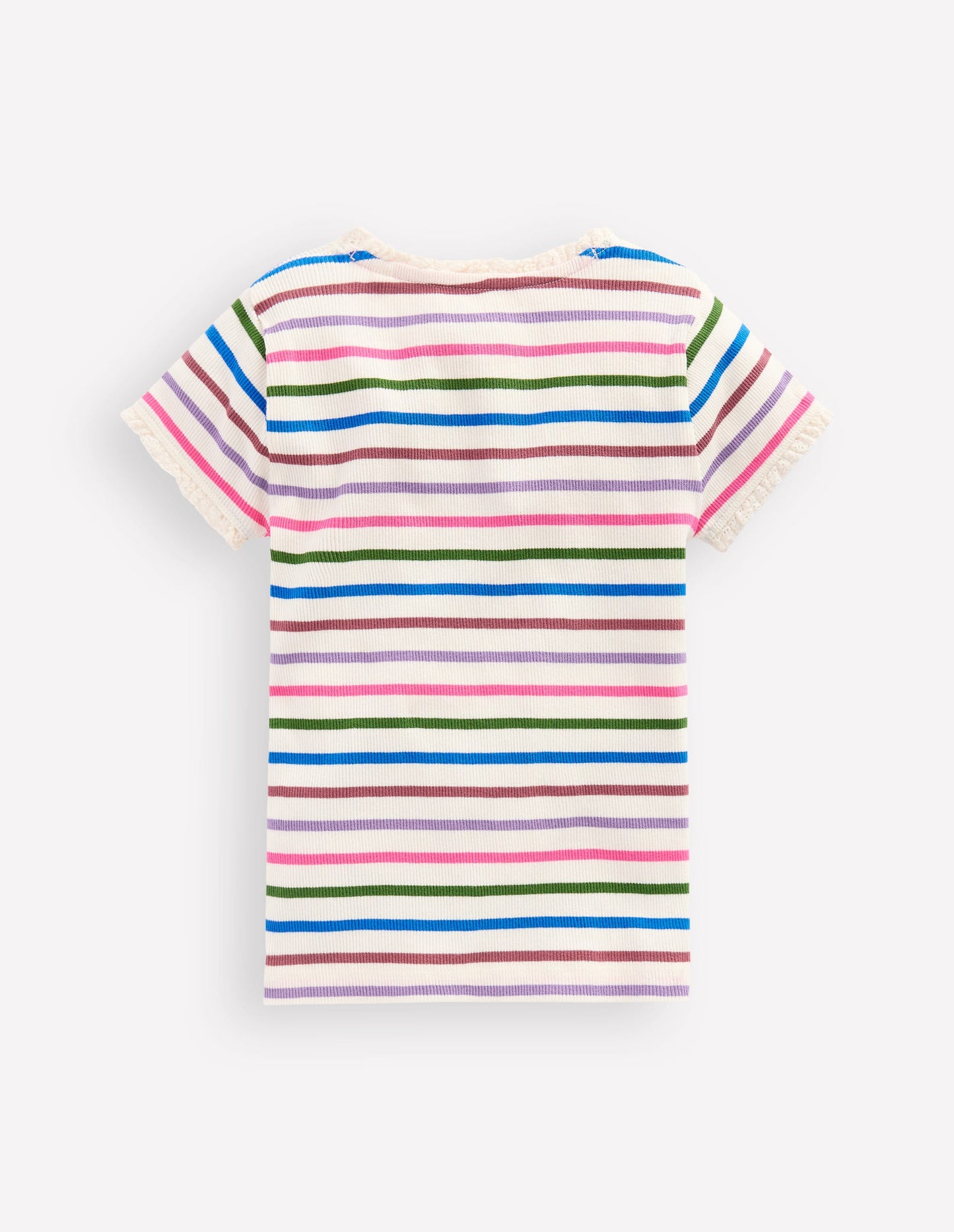 Short Sleeve Ribbed T-shirt-Multi Stripe