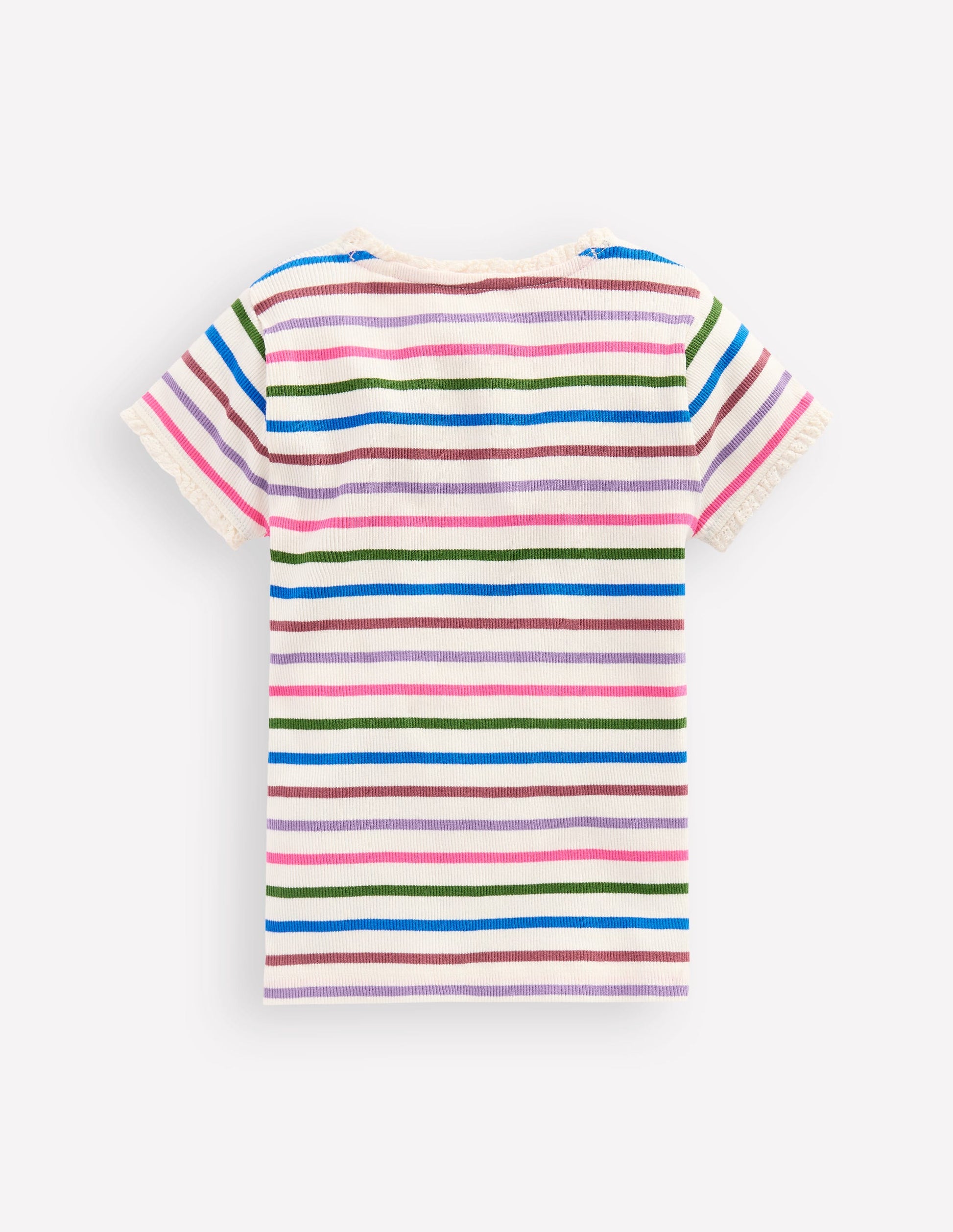 Short Sleeve Ribbed T-shirt-Multi Stripe-2