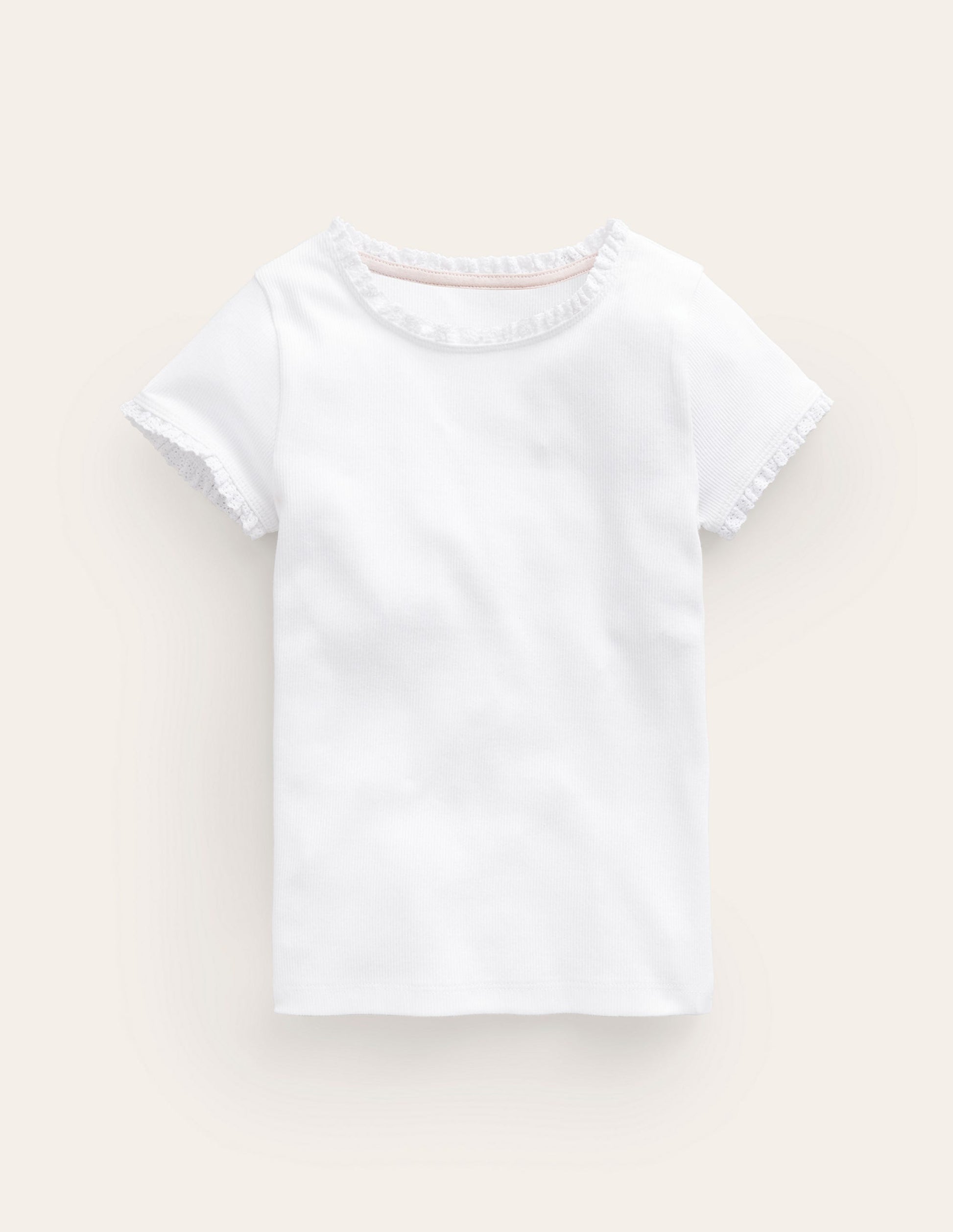 Short Sleeve Ribbed T-shirt-White-1