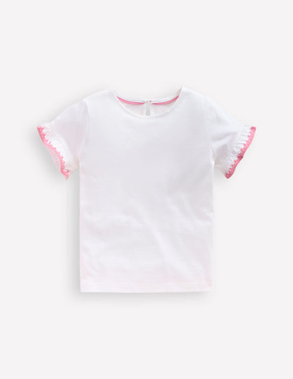 Ruffle Sleeve T-shirt-Ivory-1