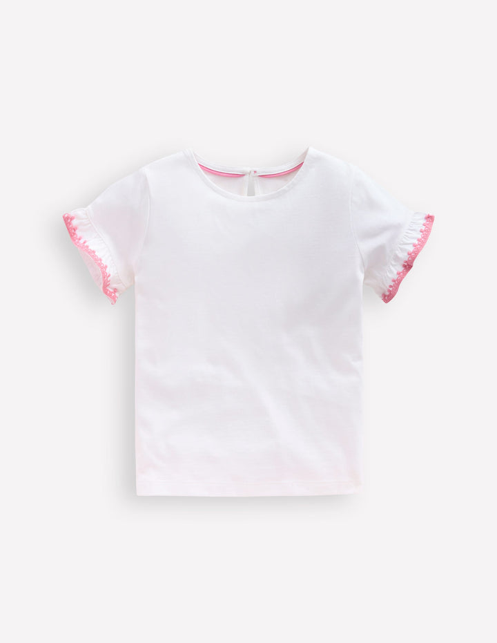 Ruffle Sleeve T-shirt-Ivory