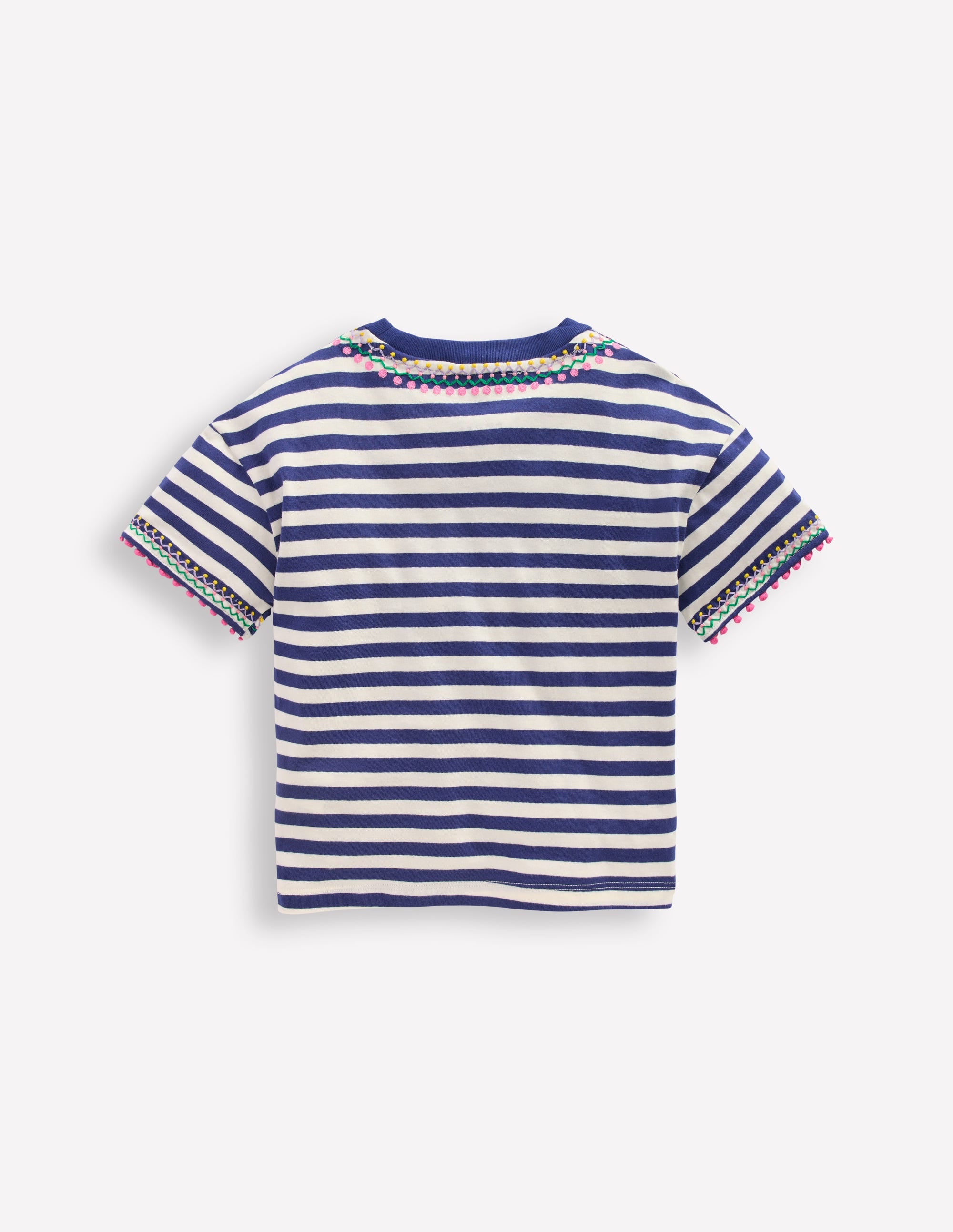 Relaxed Embroidered T-shirt-Navy Stripe - Image 2