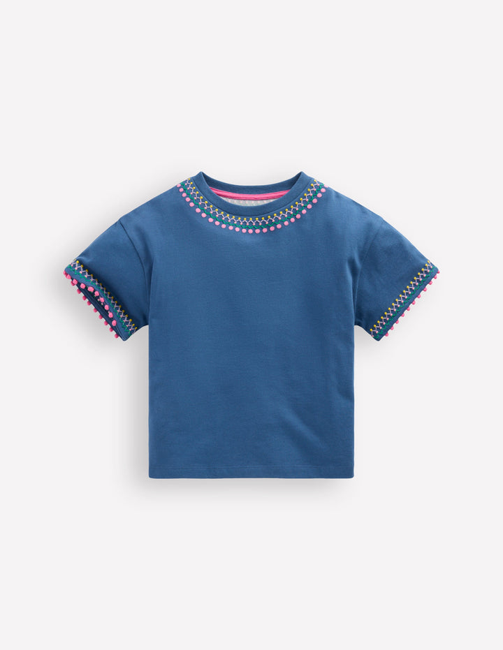 Relaxed Embroidered T-shirt-Navy