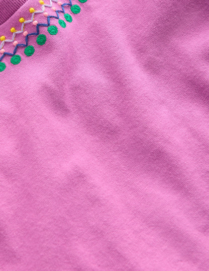 Relaxed Embroidered T-shirt-Radiant Orchid-3