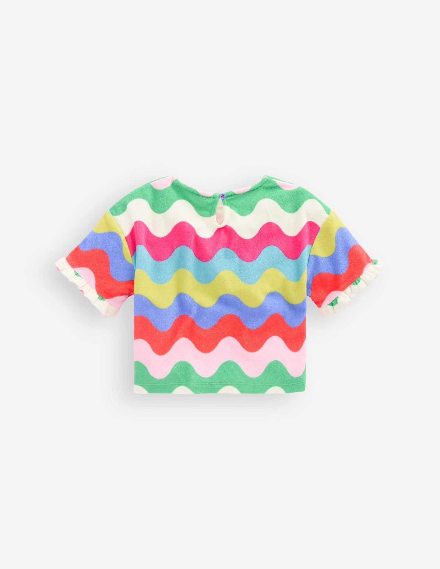 Dropped Shoulder Towelling Top-Multi Wave Stripe