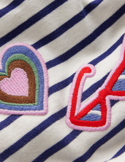 Fun Relaxed T-shirt-Navy Stripe Badges-3