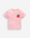 Short Sleeve Printed T-Shirt-Pink Strawberries