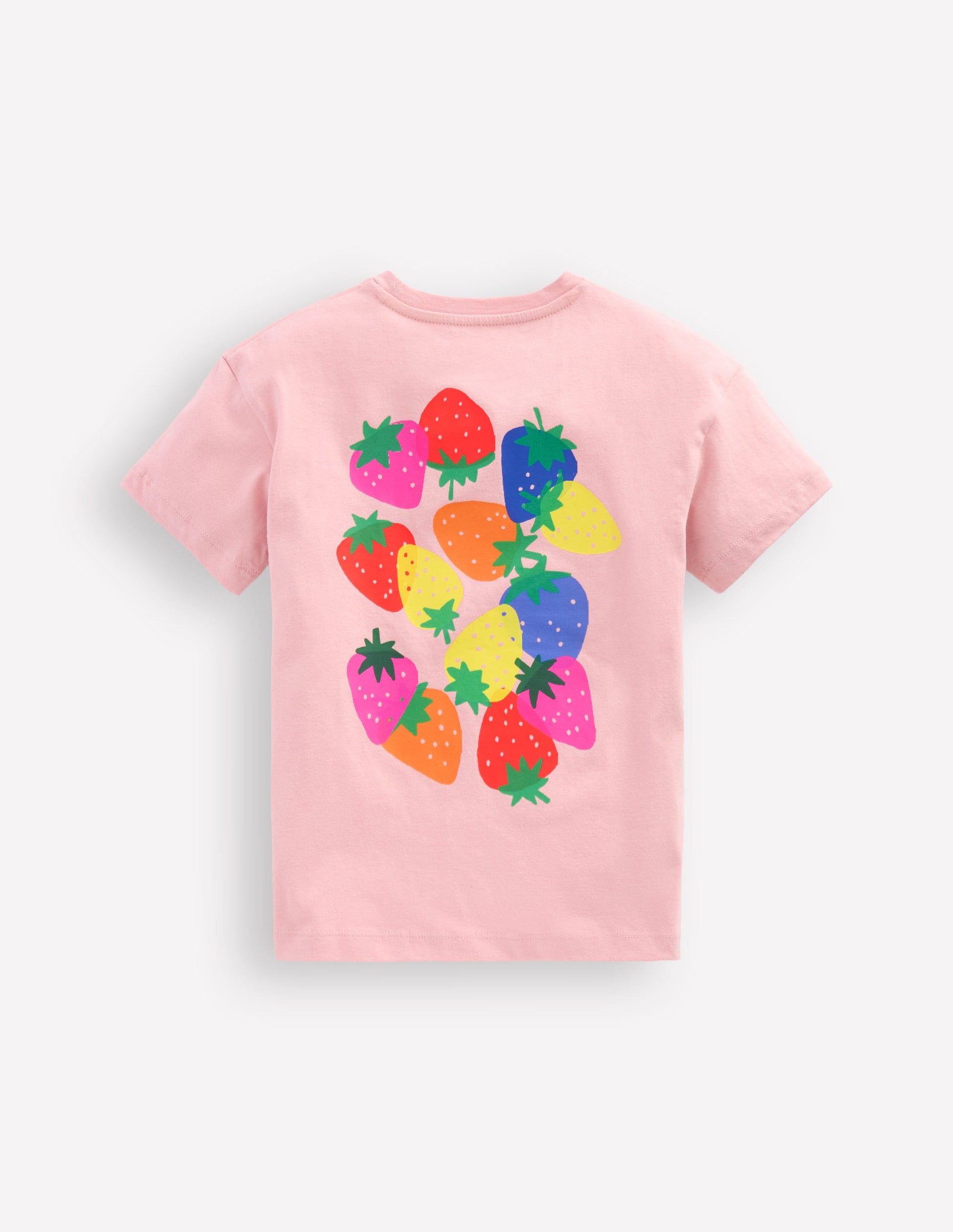 Short Sleeve Printed T-Shirt-Pink Strawberries-2