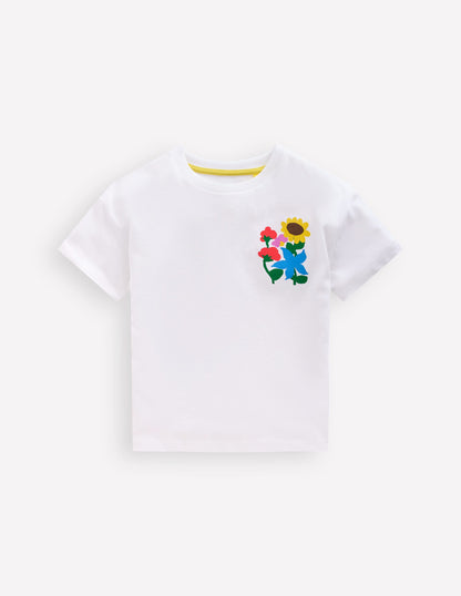 Short Sleeve Printed T-Shirt-White Flowers-1