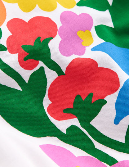 Short Sleeve Printed T-Shirt-White Flowers-3