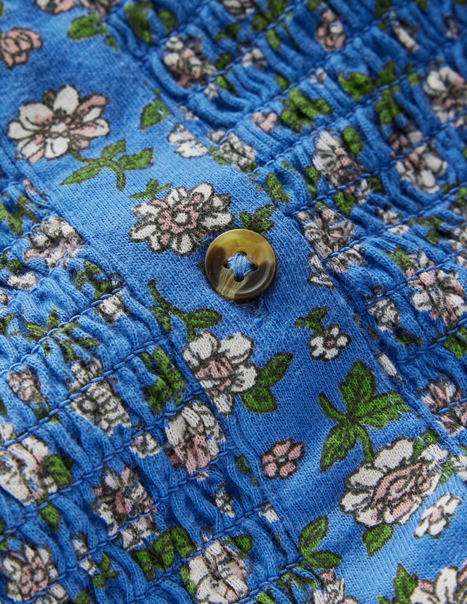 Smocked Jersey Blouse-Delft Garden Flower-6