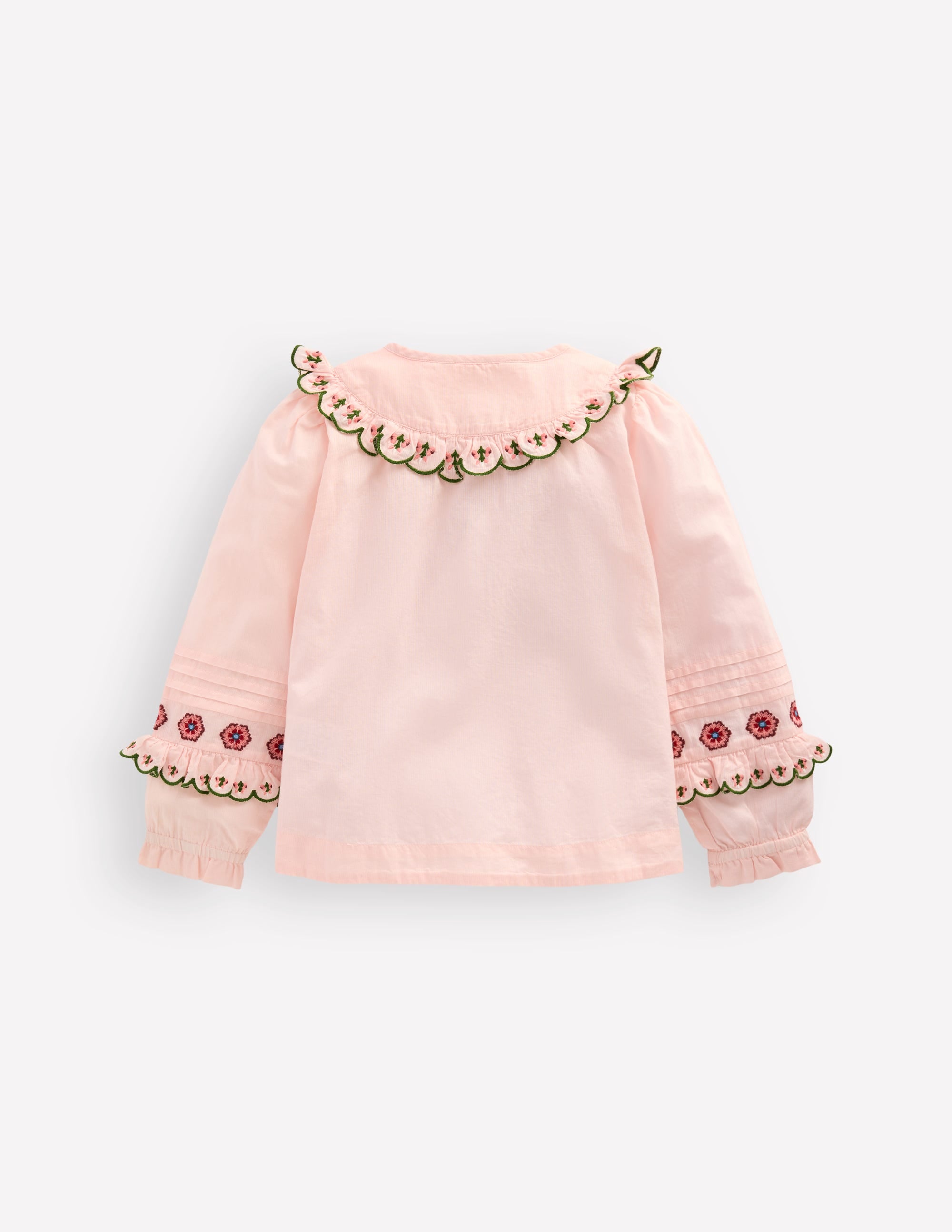 Frill Yoke Blouse-Lotus Embroidery - Image 4