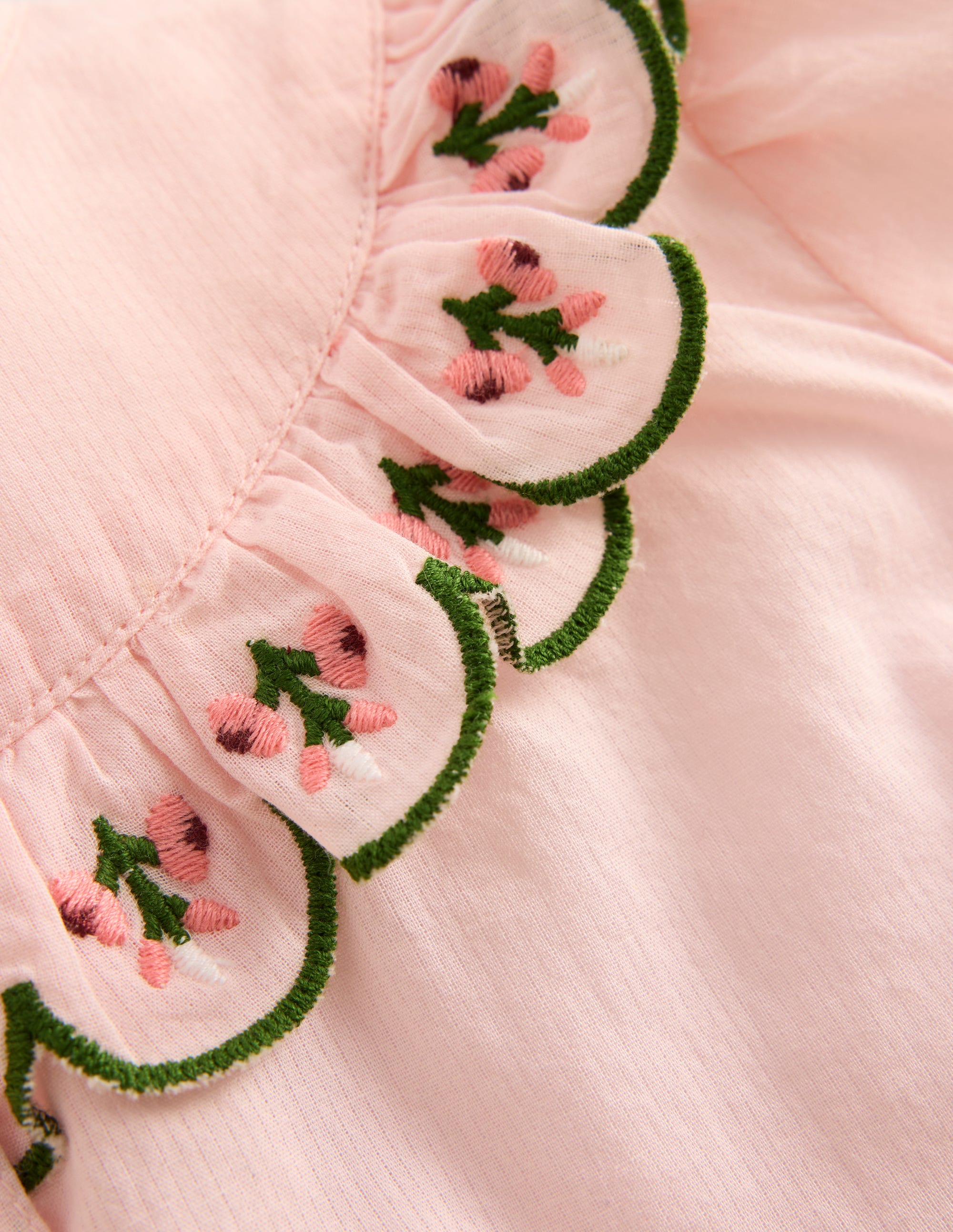 Frill Yoke Blouse-Lotus Embroidery - Image 5
